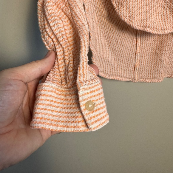 Free People Collared‎ V-Neck Long Sleeve Cotton Cover-Up Top High/Low Peach XS - Picture 2 of 12